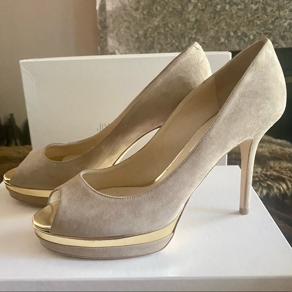 Jimmy Choo Platform Suede & Mirror Heels